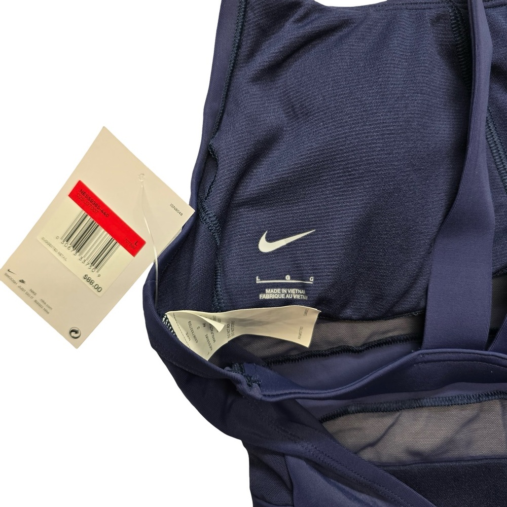 Nike Navy One Piece Swimsuit Mesh Panel Lined Women’s Large NWT - Picture 5 of 6